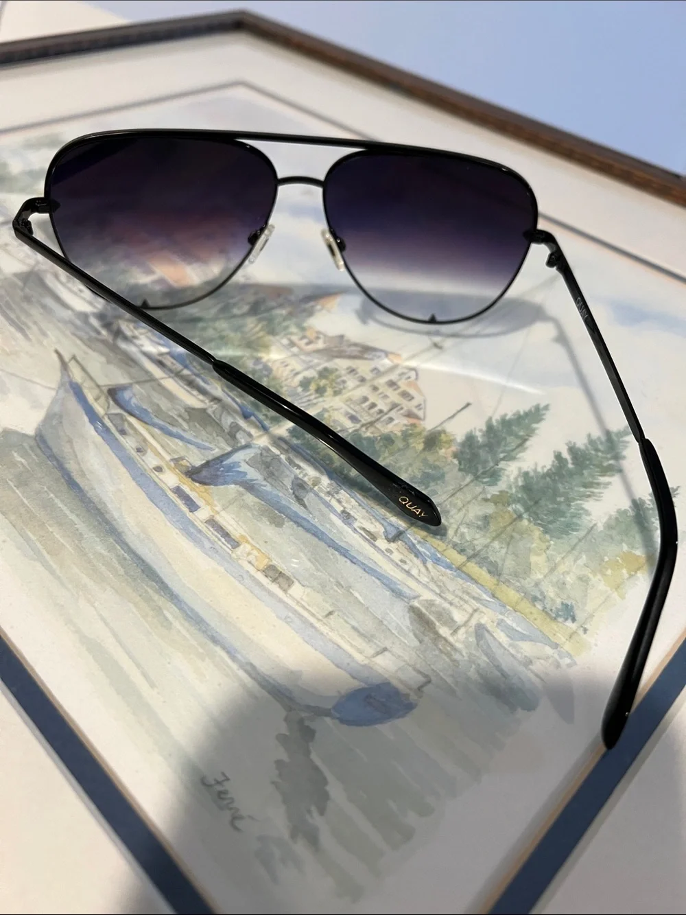 Quay Australia High key Aviator Sunglasses with Gradient Smoke Lenses